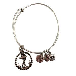 Alex and Ani Anchor Charm Bracelet - Silver Finish Expands 2"- 3.5"